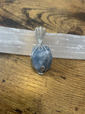 Blue calcite pendants