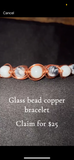 Glass bead copper bracelet